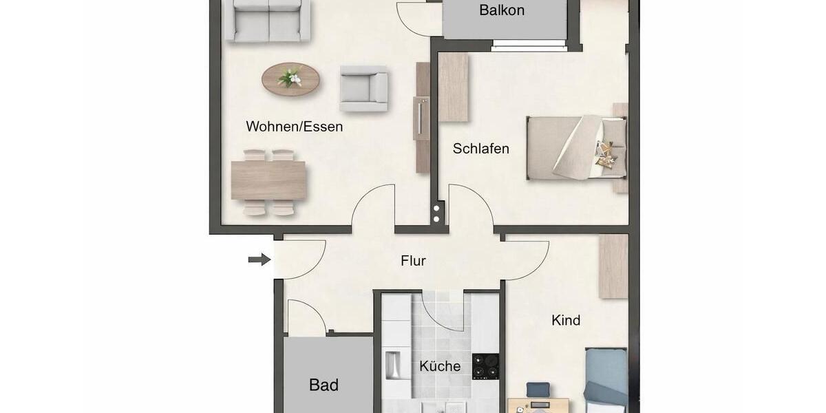 Etagenwohnung Hürth - 3 Zimmer, 69 m&sup2;, 261.000&euro; | Angebot:25368997