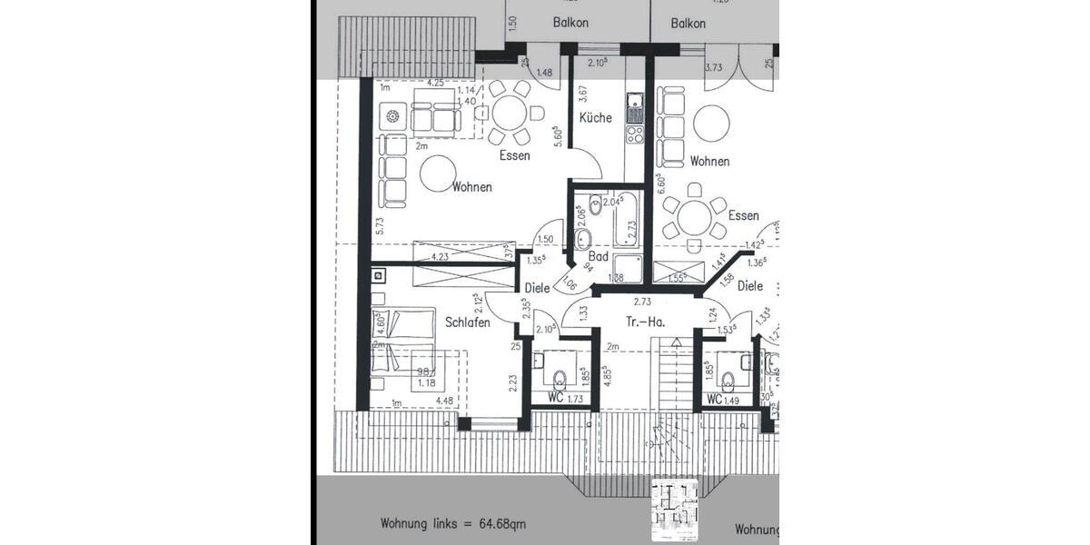 Dachgeschoßwohnung Niederkassel - 2 Zimmer, 65 m&sup2;, 805&euro; | Angebot:25887362