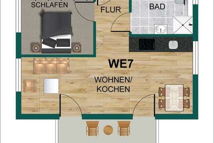 Wohnung Bonn Bad Godesberg - 2 Zimmer, 54 m&sup2;, 299.000&euro; | Angebot:25267359