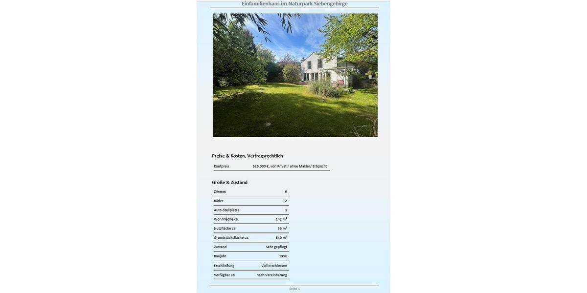 Einfamilienhaus Königswinter - 6 Zimmer, 142 m&sup2;, 525.000&euro; | Angebot:26611880