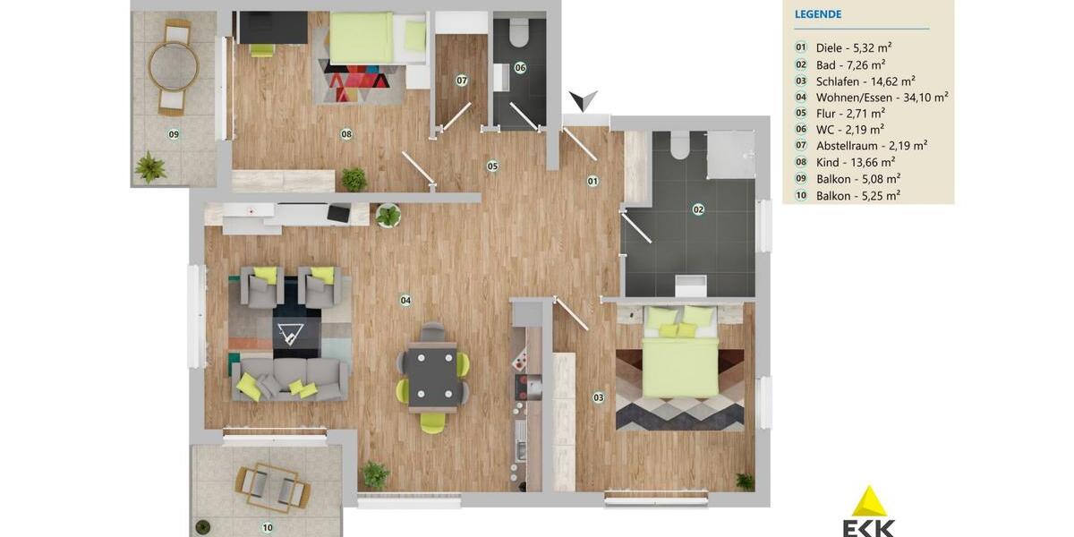 Etagenwohnung Meckenheim - 3 Zimmer, 87 m&sup2;, 1.195&euro; | Angebot:25962693