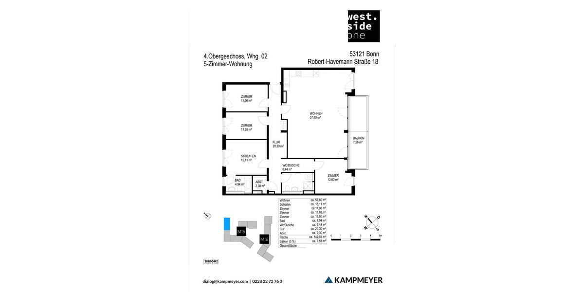 Dachgeschoßwohnung Bonn Dransdorf - 5 Zimmer, 151 m&sup2;, 2.115&euro; | Angebot:24703909
