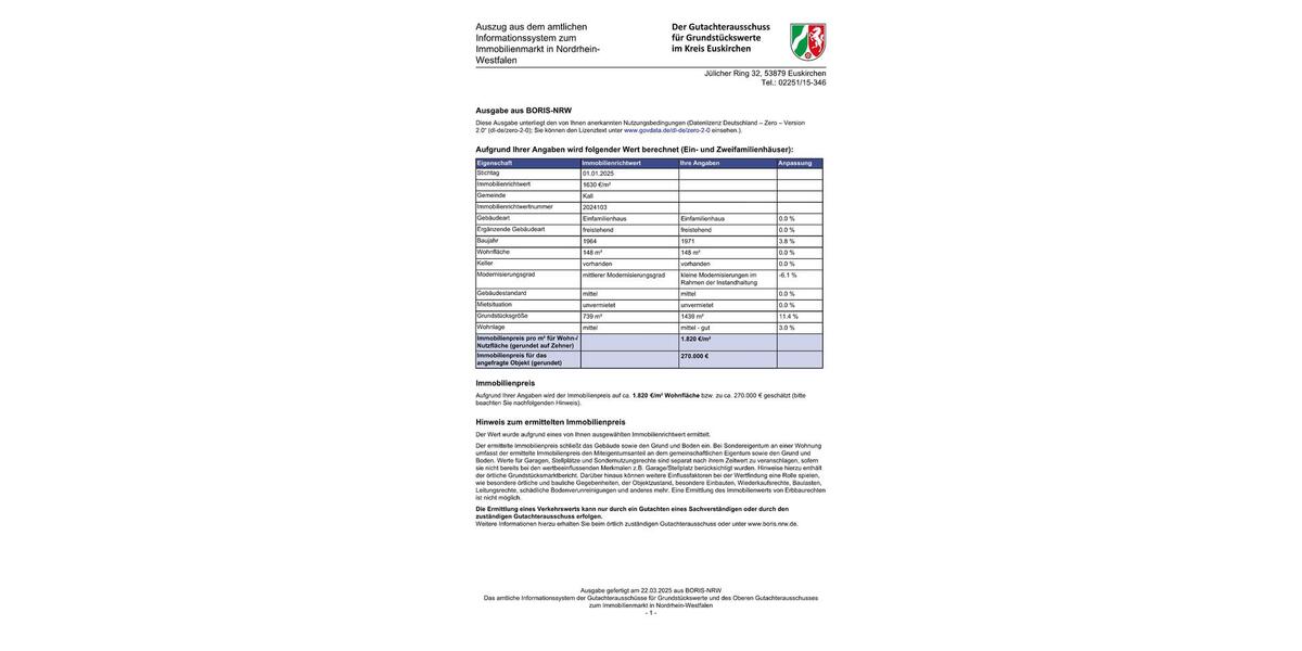 Einfamilienhaus Kall - 270.000&euro; | Angebot:22482528