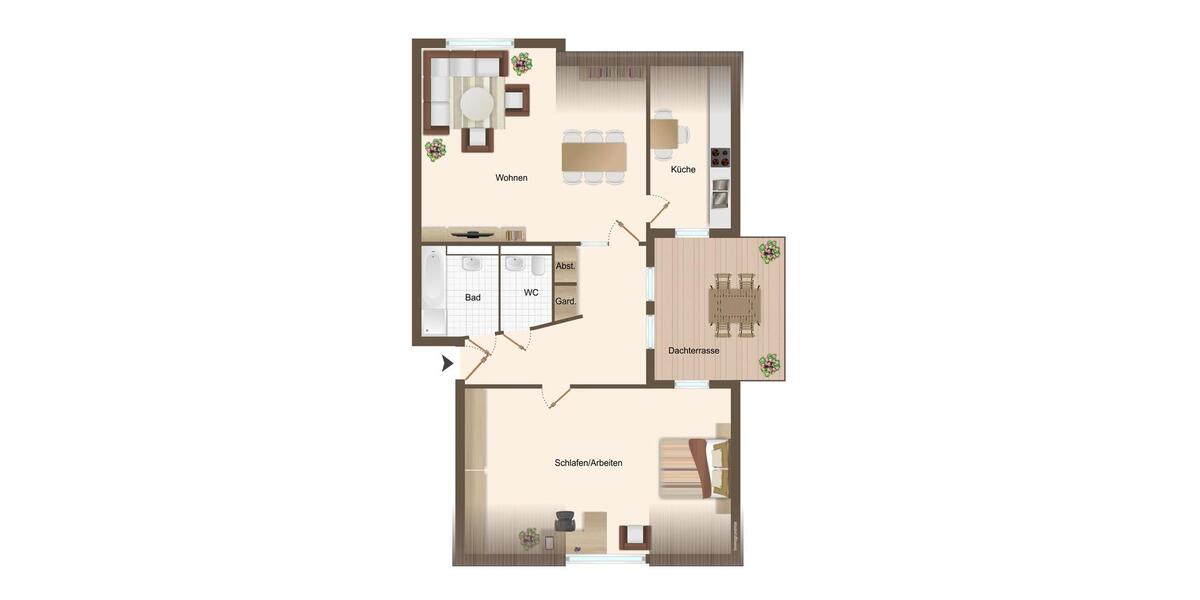 Dachgeschoßwohnung Alfter - 2 Zimmer, 97 m&sup2;, 1.050&euro; | Angebot:25209217