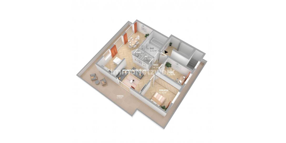 Etagenwohnung Düren / Rölsdorf Boisdorfer Siedlung - 3 Zimmer, 88 m&sup2;, 390.000&euro; | Angebot:25988166