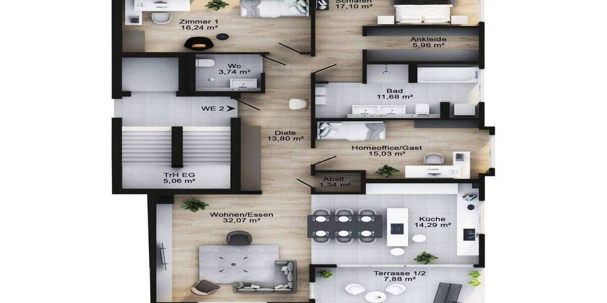 Etagenwohnung Bonn Schweinheim - 4 Zimmer, 140 m&sup2;, 959.000&euro; | Angebot:26760053