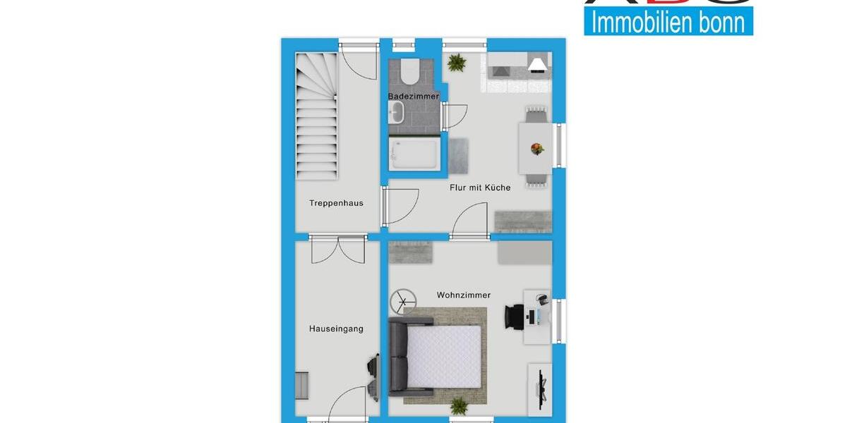 Erdgeschoßwohnung Bonn Küdinghoven - 1.5 Zimmer, 30 m&sup2;, 550&euro; | Angebot:25230745