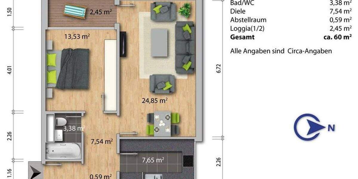 Etagenwohnung Erftstadt-Liblar Liblar - 2 Zimmer, 60 m&sup2;, 139.000&euro; | Angebot:25724259