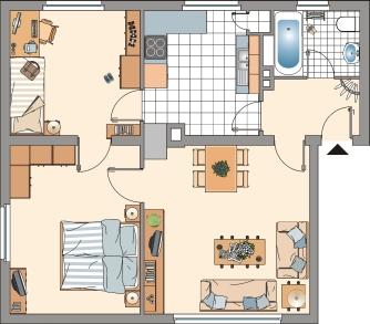 Etagenwohnung Bonn Gronau - 3 Zimmer, 60 m&sup2;, 740&euro; | Angebot:26022888